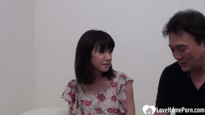 Asian cutie loves getting a warm creampie