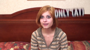 Redhead newbie teen with D cup tits makes her first porn