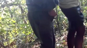 Old couple fucking in forest