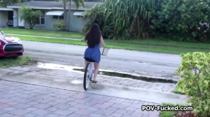 Banging busty Korean teen for money outdoors