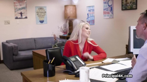 Busty housewife milks principal at his office