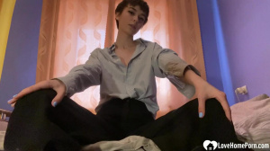 Short haired brunette girl gets excited ended with pussy fingering